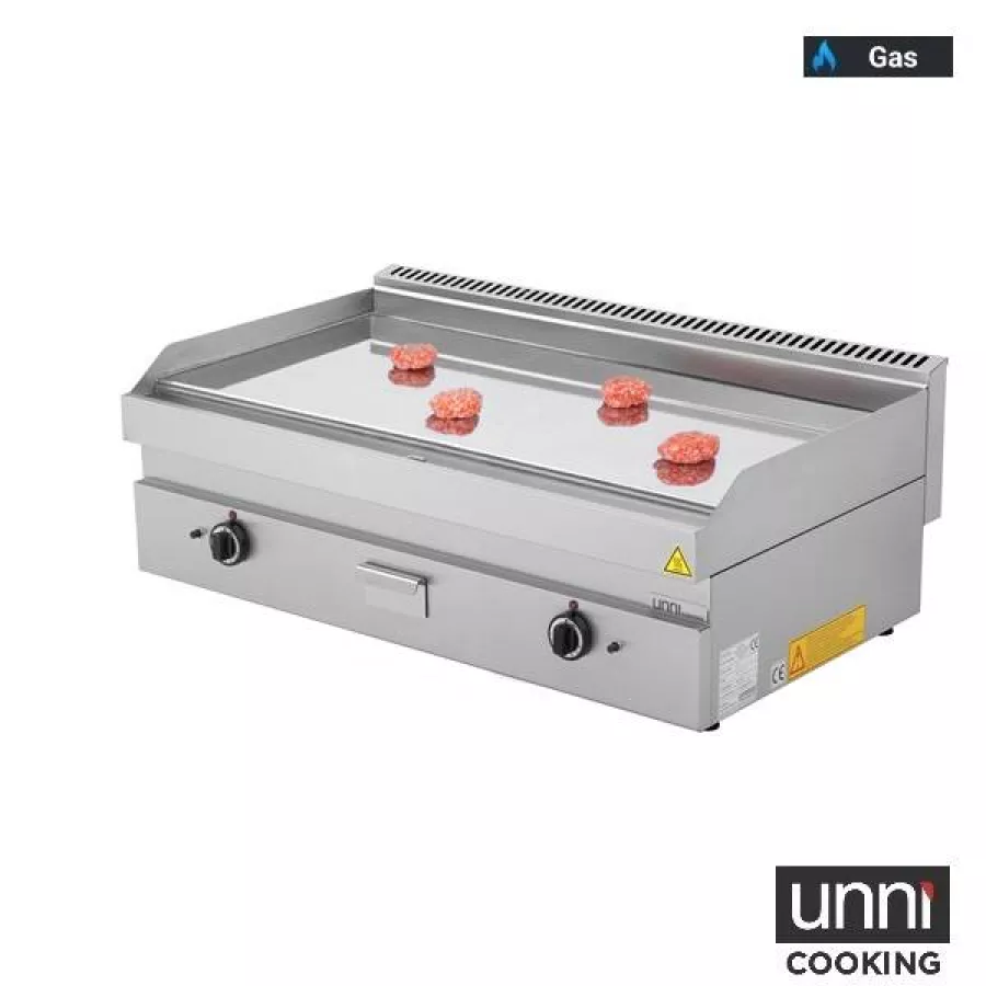 Gas-Bratplatte 650 Chrom Edelstahl Antihaft Gastronomie