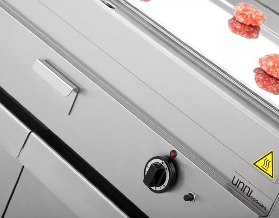 Gas-Bratplatte 650 Chrom Edelstahl Antihaft Gastronomie