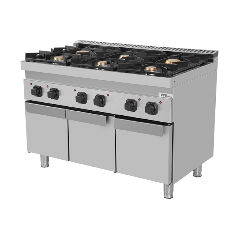 Gasherd Ranges 700 G70C20K – 44kW, 6 Brenner, Türen, Edelstahl