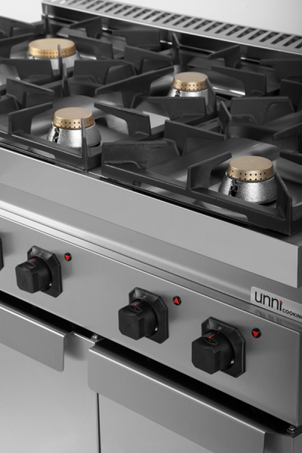 Gasherd Ranges 700 G70C20K – 44kW, 6 Brenner, Türen, Edelstahl