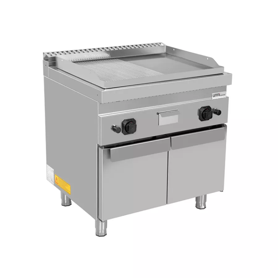 Gasgrillplatte 1/2 glatt 1/2 gerillt piezozündung