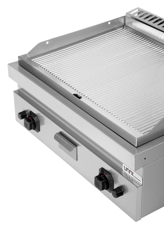 Gas-Grillplatte G70GP20B+G gerillt mit Piezo-Zündung, kompakt