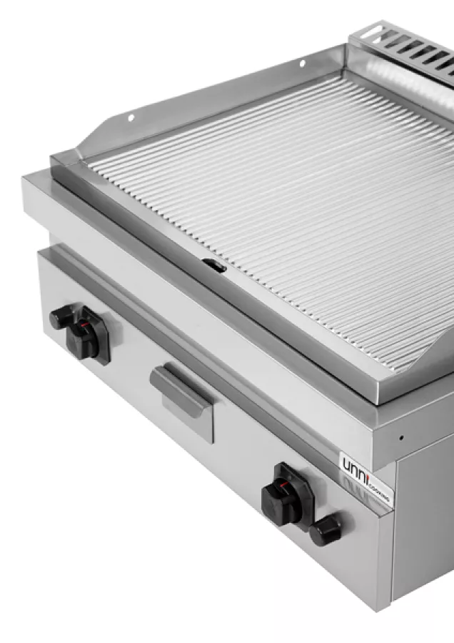 Gas-Grillplatte gerillt mit Piezo-Zündung, kompakt