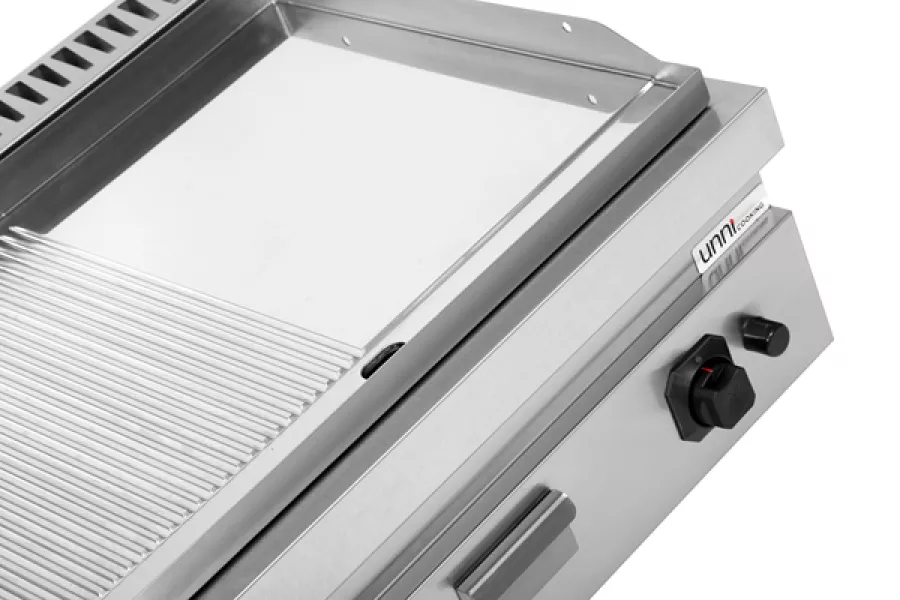 Gas-Grillplatte G70GP20B+GSC halb glatt halb gerillt Chrom