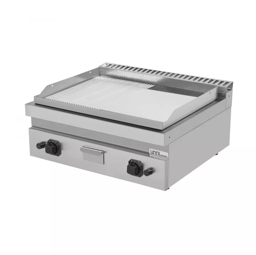 Gas-Grillplatte G70GP20B+GSC halb glatt halb gerillt Chrom