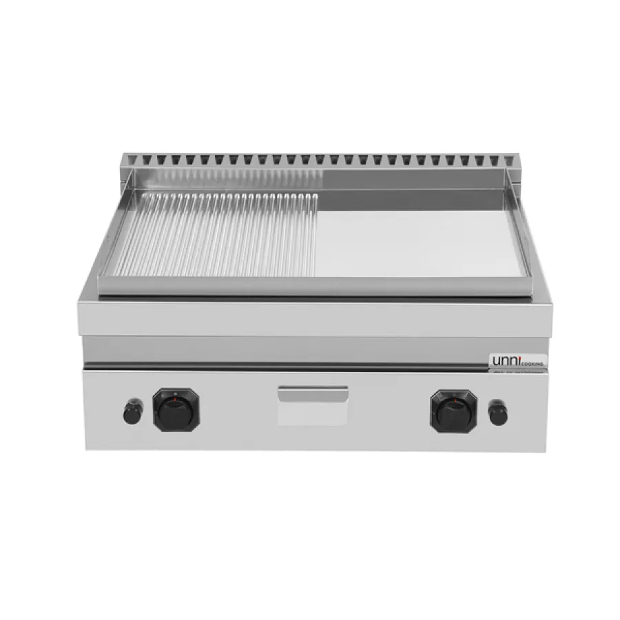 Gas-Grillplatte G70GP20B+GSC halb glatt halb gerillt Chrom