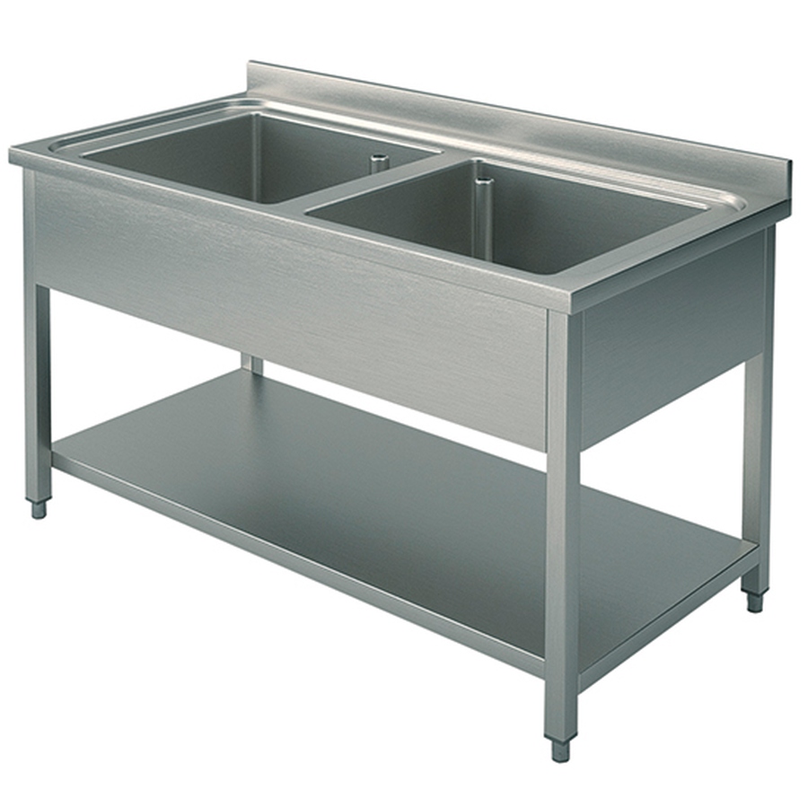 Spültisch 2 Becken Zwischenboden 1200x600