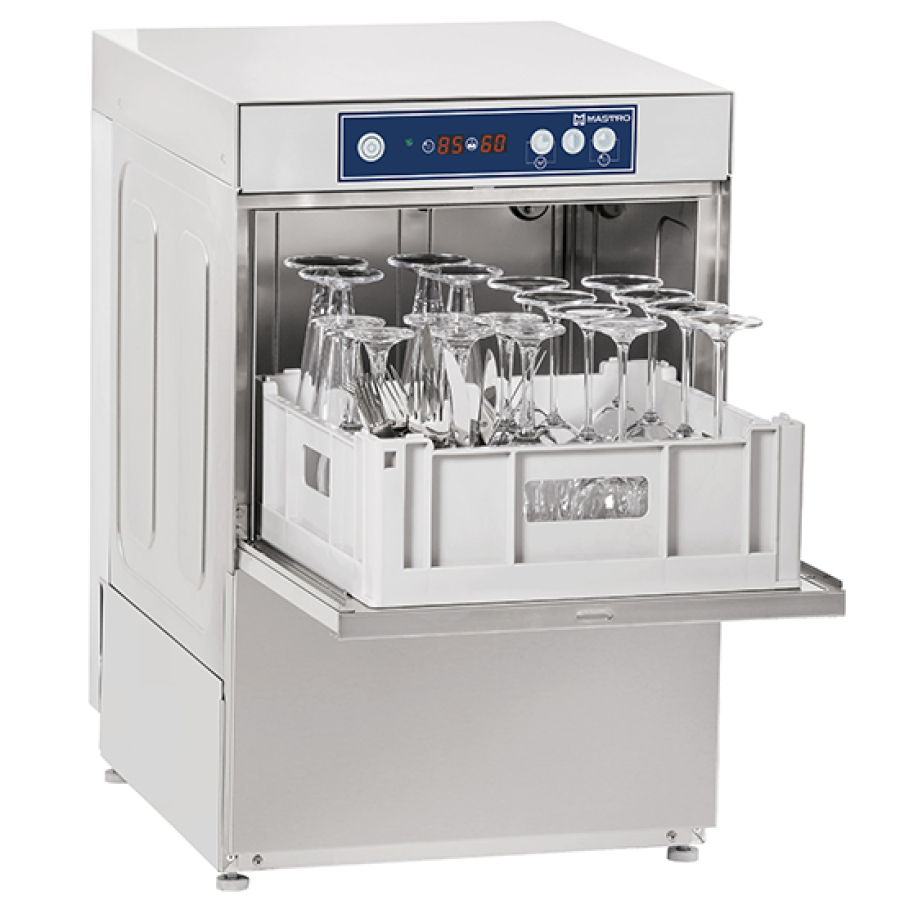 Glazenwasmachine met afwasmiddelverdeler - mandmaat 40x40 cm - digitaal