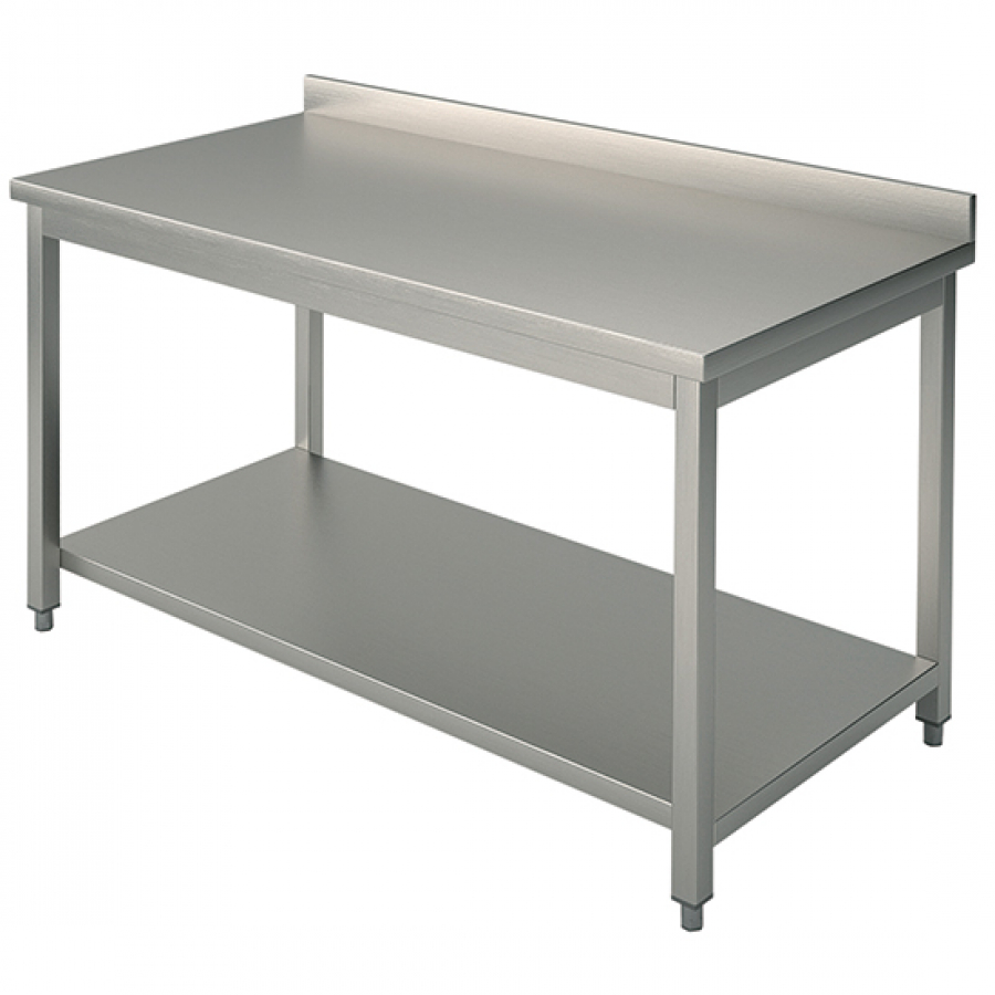 Arbeitstisch mit Zwischenboden und Aufkantung 2000x700 mm - Edelstahl Arbeitstisch für die Gastronomie