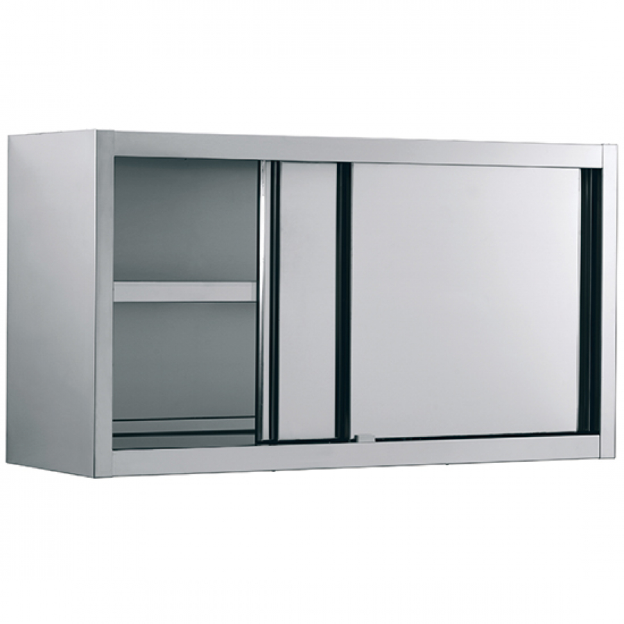 Wandhängeschrank mit Schiebetüren und Zwischenbord 1800x400 mm - Hochwertiger Stauraum für die Gastronomie