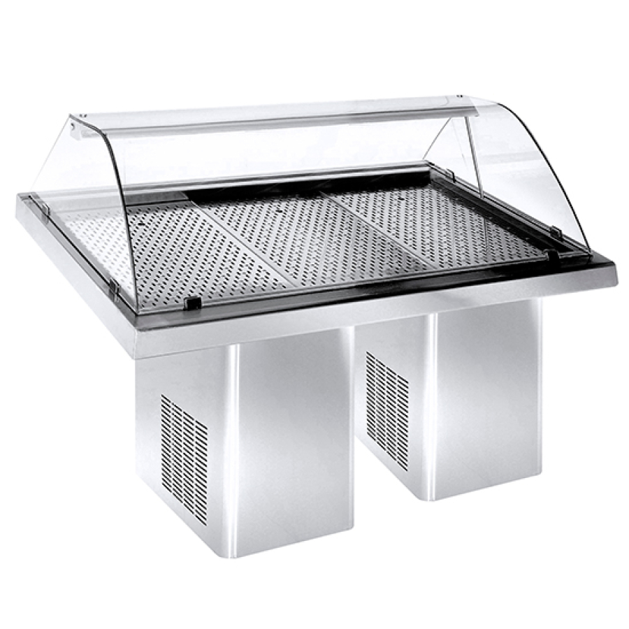 Viskoeltoonbank met gebogen glas en schuifdeuren - Statische koeling 1880 mm