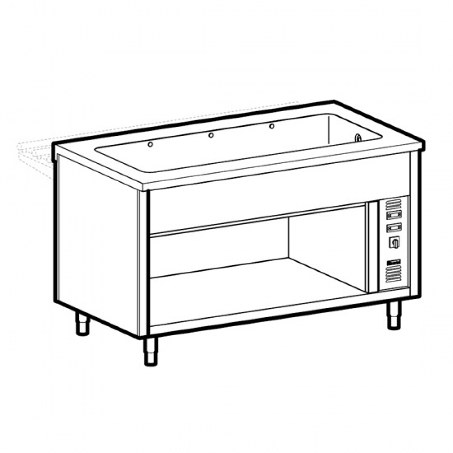 Bainmarie Trocken 3x GN1/1 auf offenem Unterbau 1200 mm - Professionelle Bainmarie für die Gastronomie