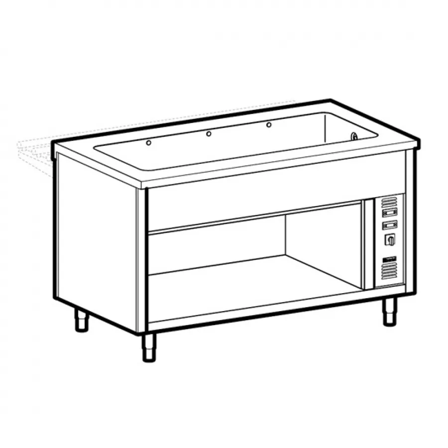 Bainmarie Trocken 3x GN1/1 auf offenem Unterbau 1200 mm - Professionelle Bainmarie für die Gastronomie