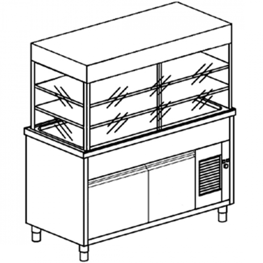 Kühlvitrine mit Kühlplatte auf gekühltem Schrank - Gastrohot
