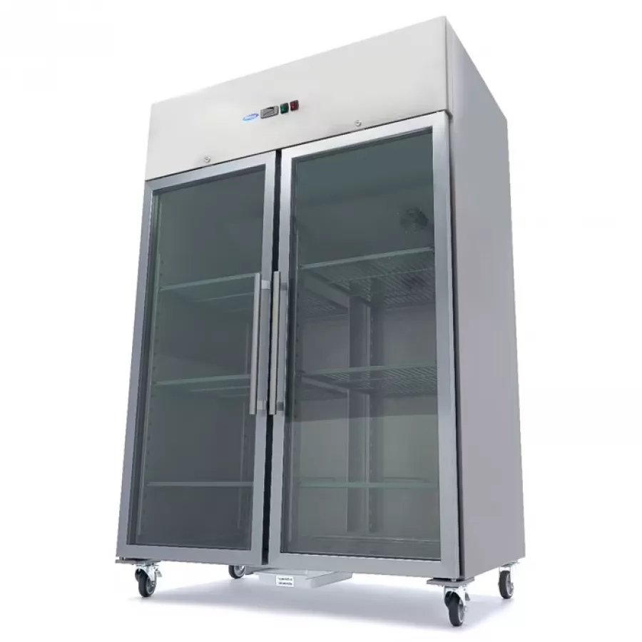 Gastro Kühlschrank - 1200 l - 6 Einstellbare Regale (2/1 GN) - Rostfreier Stahl - mit Glastür