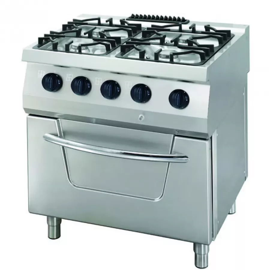 Gastro Heavy Duty Herd - 4 Brenner - Doppeleinheit - 70 cm Tief – 34 kW – Gas inkl. Backofen