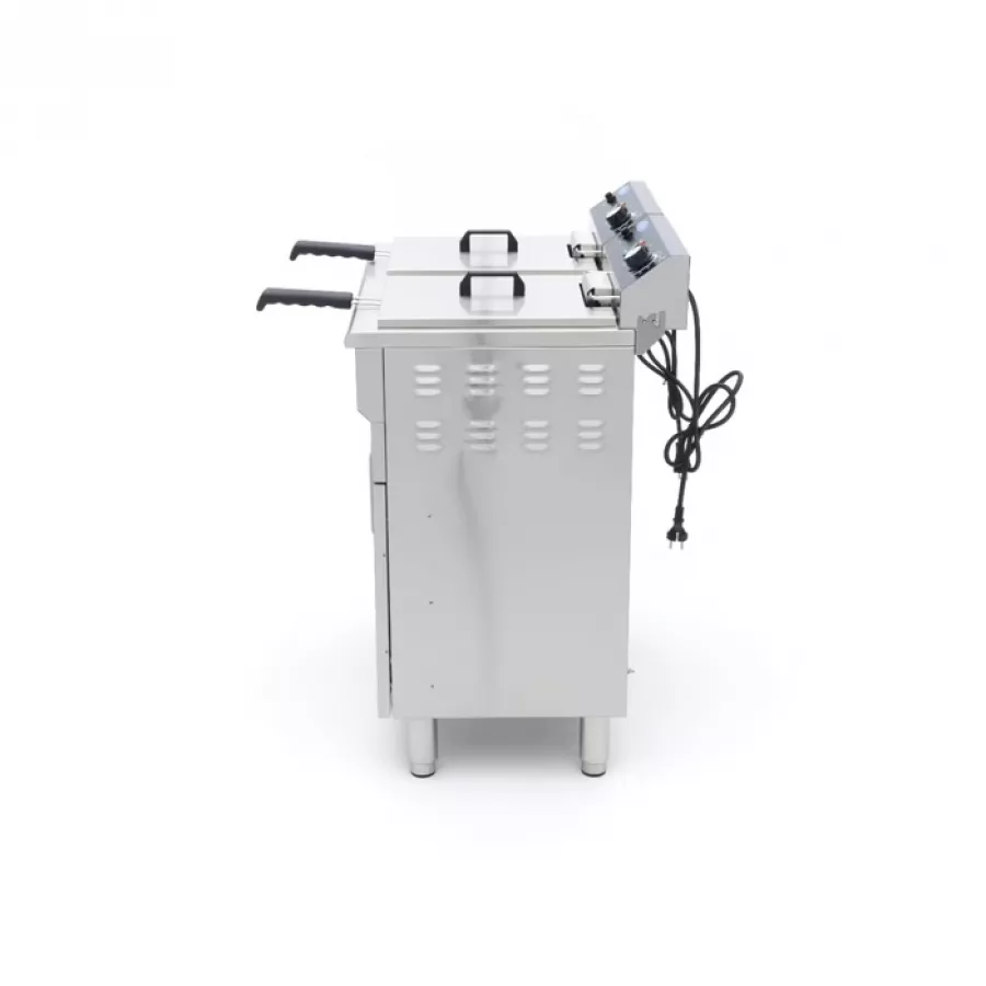 Fritteuse - 2 x 16 l - 2 Körbe - mit Ablasshahn und Ständer - 230V Fritteuse - 2 x 16 l - 2 Körbe - mit Ablasshahn und Ständer - 230V