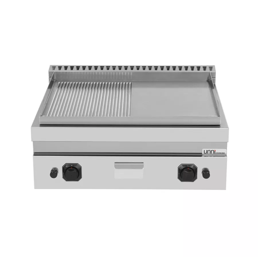 Gas Grillplatte halb glatt halb gerillt Piezozündung