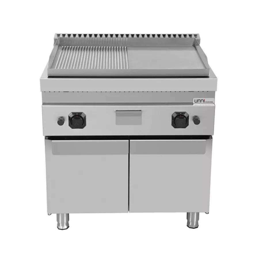 Gasgrillplatte 1/2 glatt 1/2 gerillt piezozündung