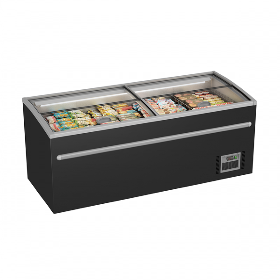 Gefrierschrank 1040L Schwarz – Automatisches Abtauen, Glasdeckel