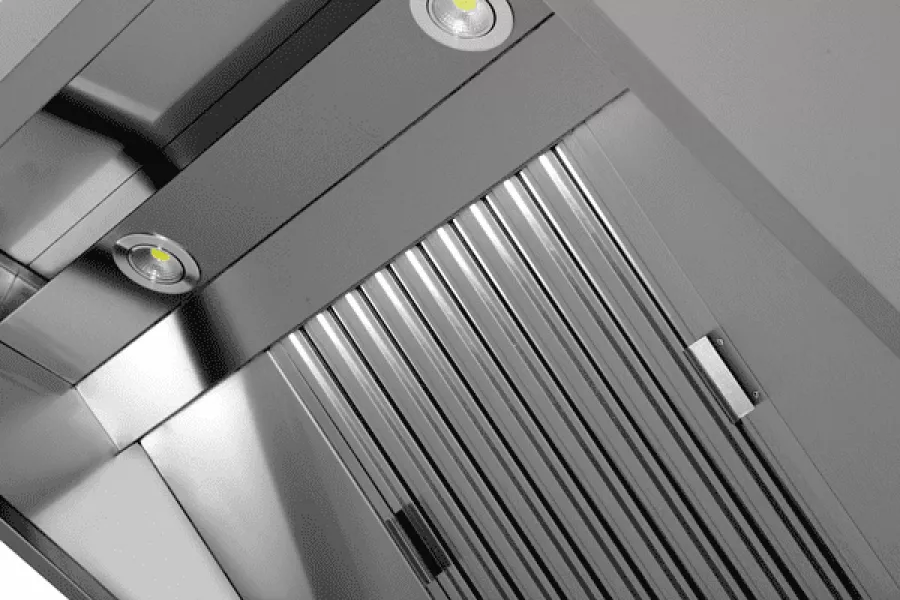 Wandhaube B2000xD950xH400 für Großküchen, wandmontiert