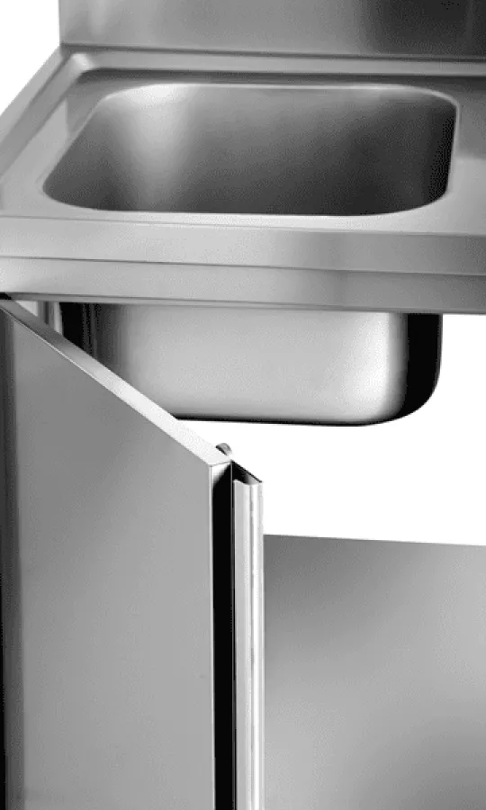 Spülbecken-Einheit 140x70x85 cm links – großes Becken, Arbeitshöhe 85 cm