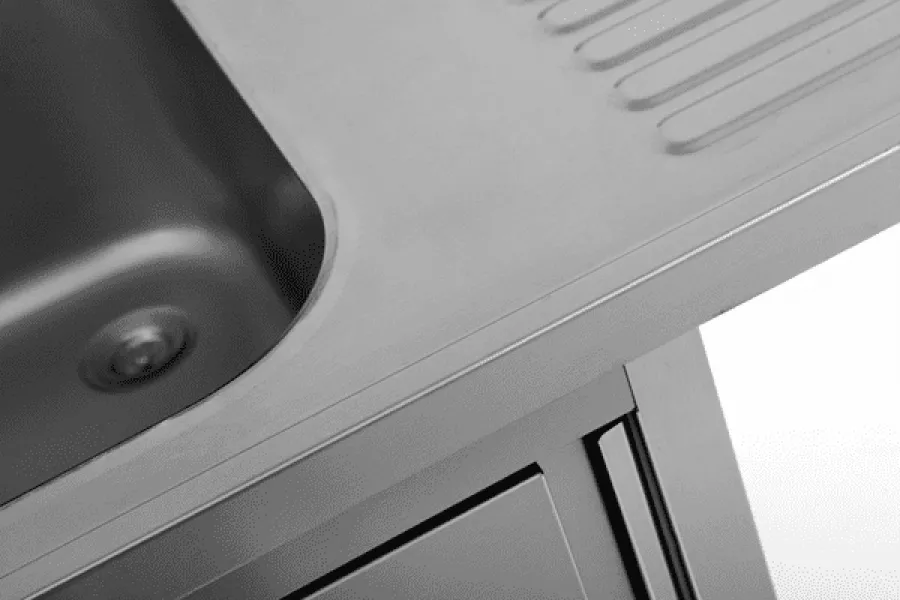 Spülbecken-Einheit 140x70x85 cm links – großes Becken, Arbeitshöhe 85 cm