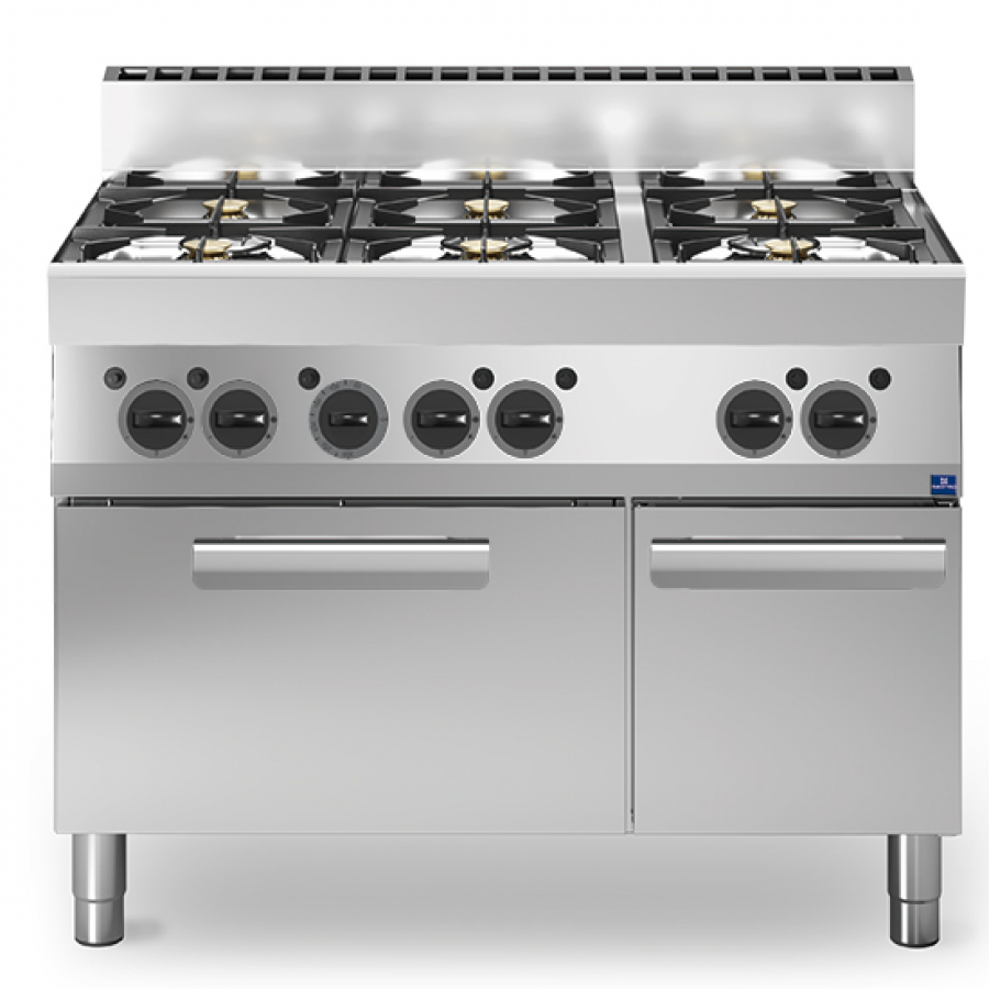 Gasfornuis 6 branders met gasoven en gesloten kast - Gastrohot