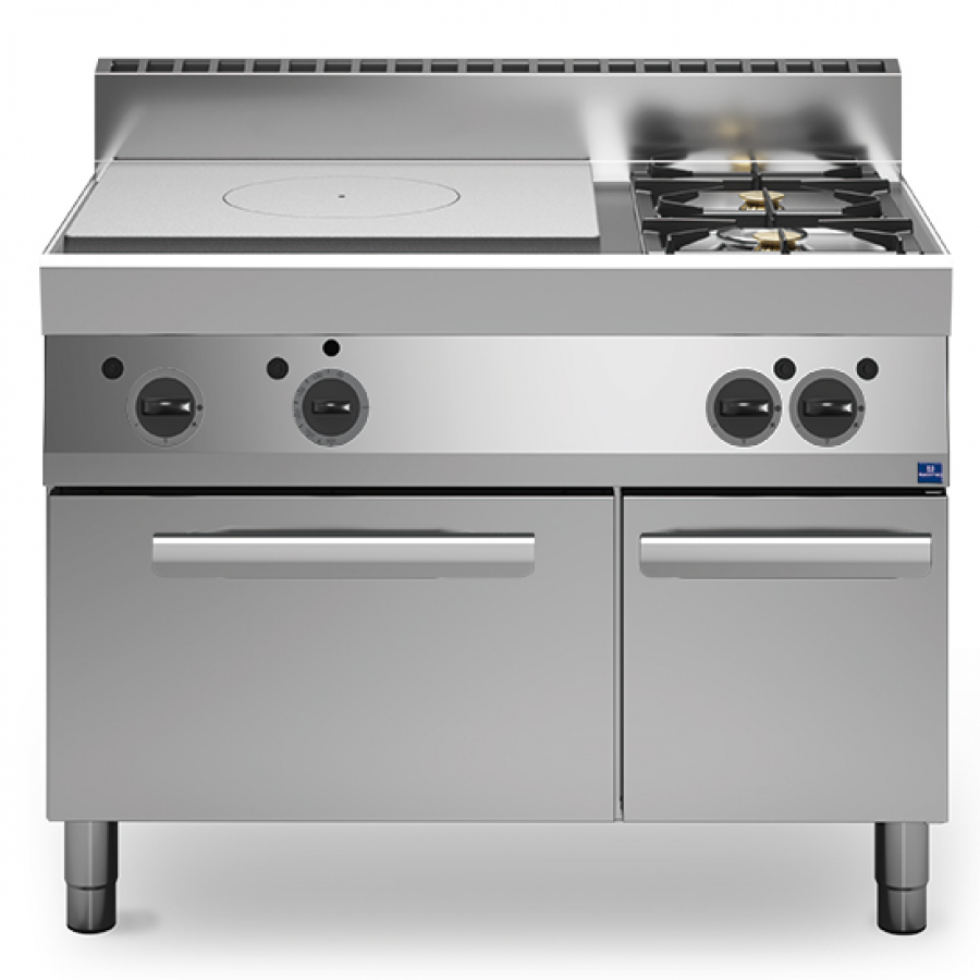 Gas Glühplattenherd 2 Brenner 1 Gasofen - Profi Gastroherd für die Gastronomie