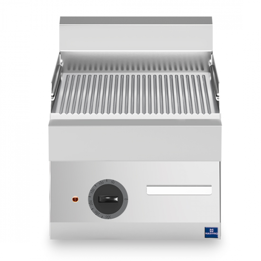Elektro Grillplaat Tafelmodel verchroomd geribbeld - Hoogwaardige Grillplaat voor de Tafel - Gastrohot