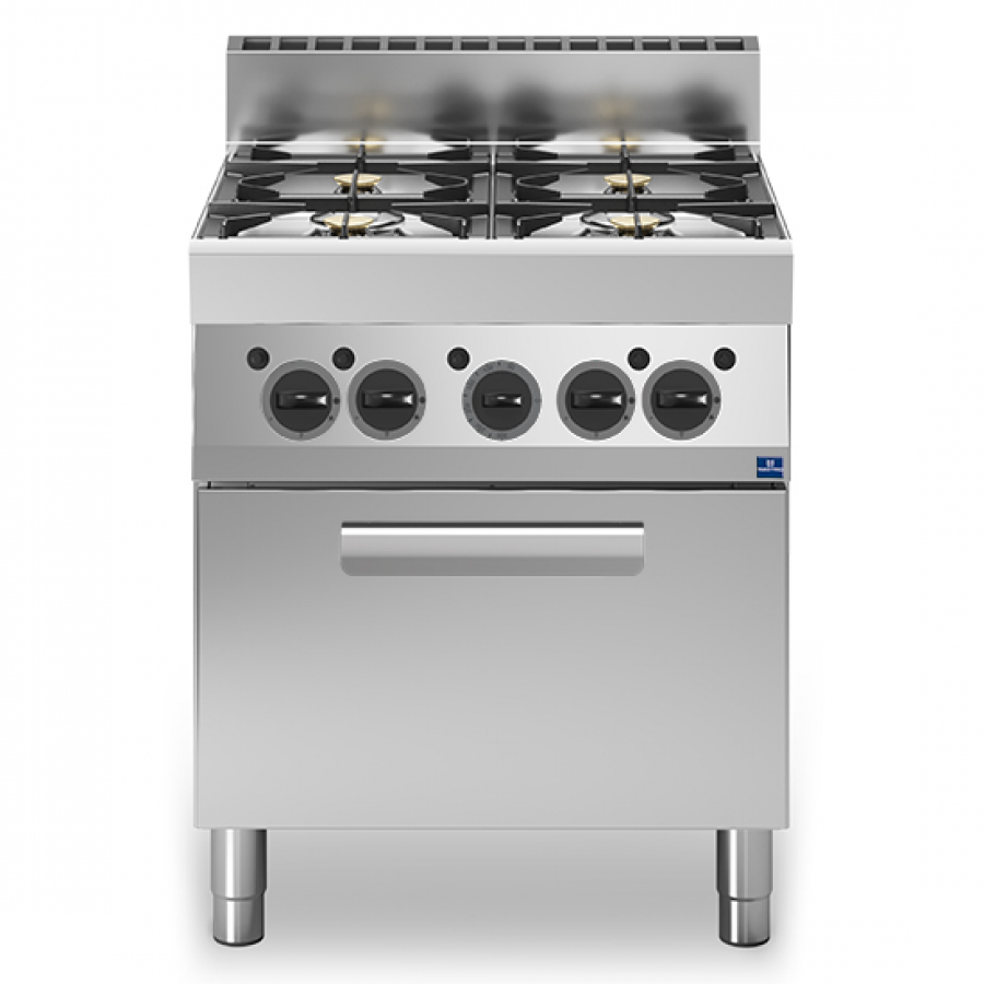 Gasherd 4 Brenner mit Gasofen - Professioneller Gasherd für die Gastronomie