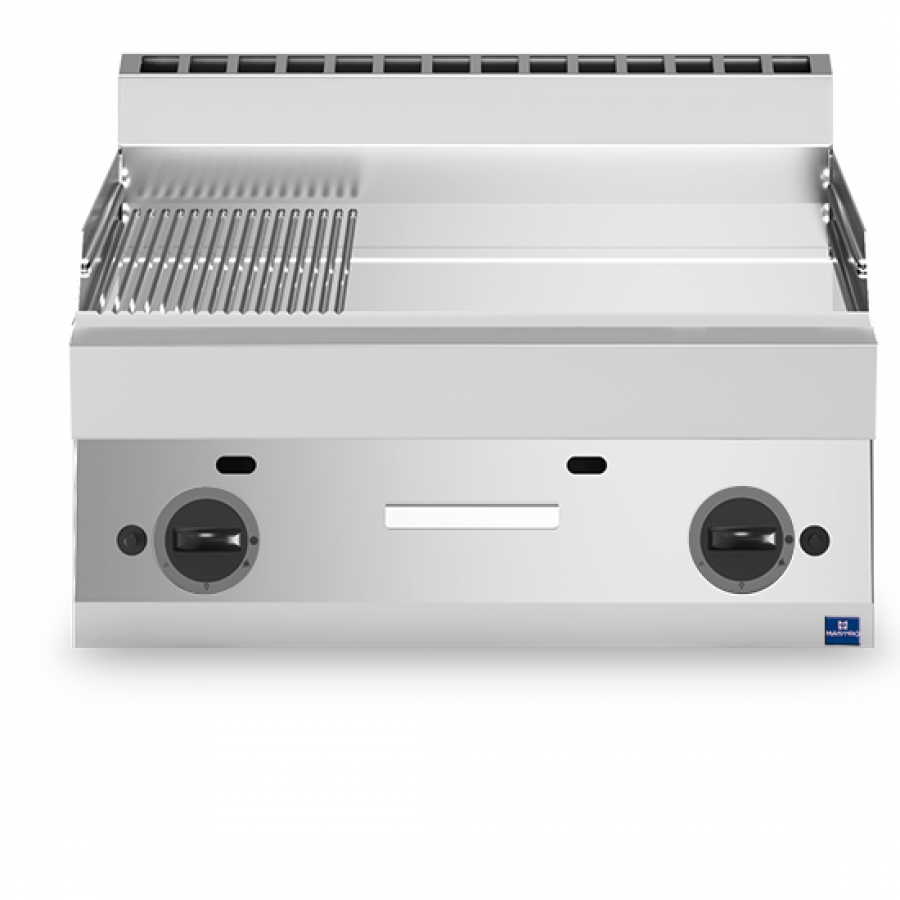 Gas Grillplaat Tafelmodel 1/3 geribbeld en 2/3 glad - Gastrohot