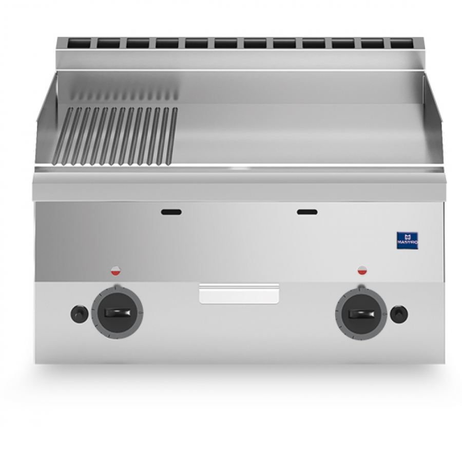 Gas Grillplatte Tischmodell 1/3 gerillt 2/3 glatt - hochwertige Grillplatte für die Gastronomie