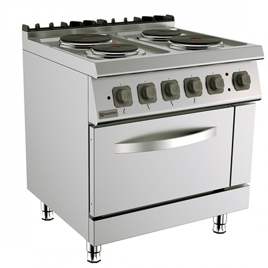 Elektrisch fornuis op statische elektrische oven GN 2/1 met ronde platen - Gastrohot