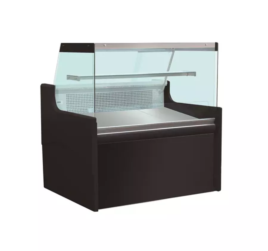 Fleischtheke LILA 1280 mm – 120 Liter, LED, Edelstahl, Schwarz