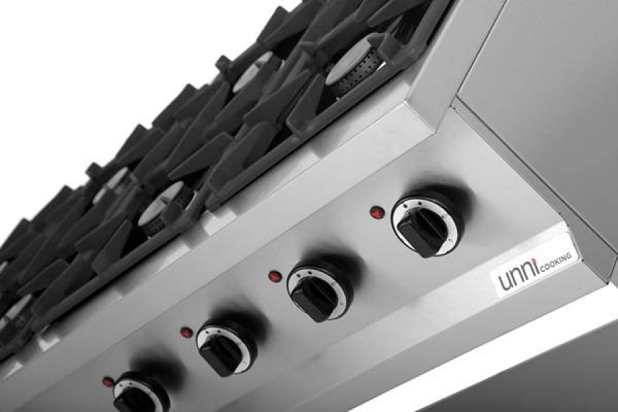 Gasherd OCK-8 mit 6,5 kW Doppelbrennern und Zündflamme