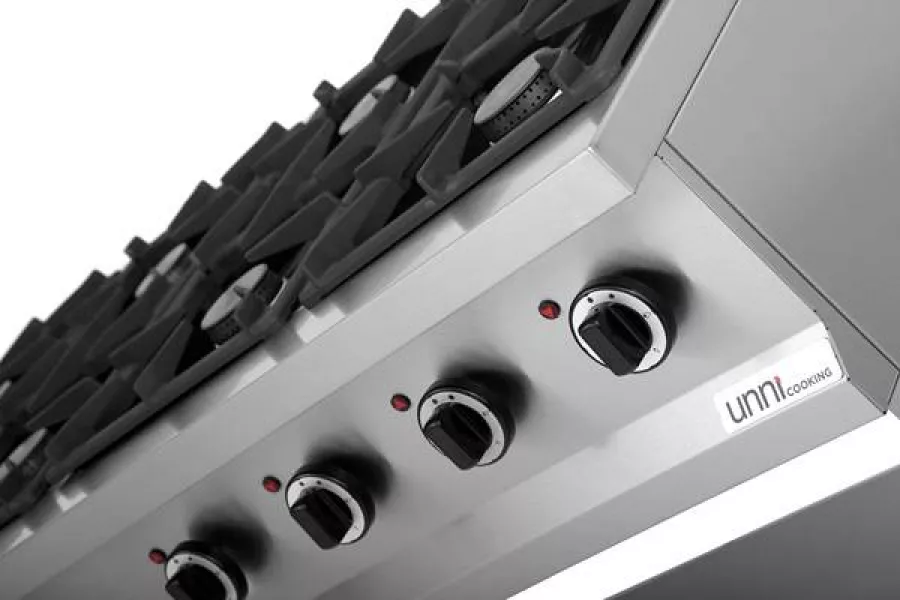 Gasherd OCK-8 mit 6,5 kW Doppelbrennern und Zündflamme