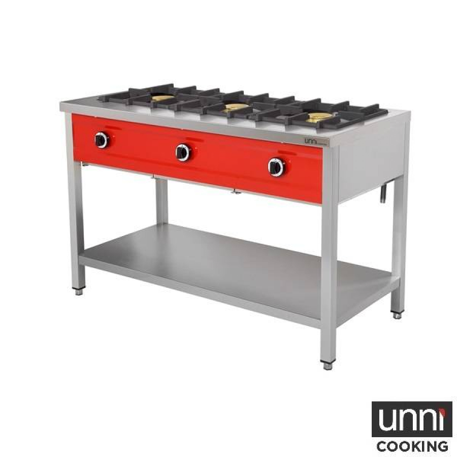 Gasherd PNK-3 – 3x8kW, Ölauffangwanne, für Pfannen bis 400 mm