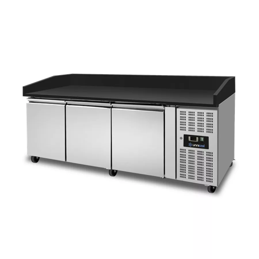 Pizza Theke 3 Türen Schwarz Granit 202x80x100cm 580L Umluft