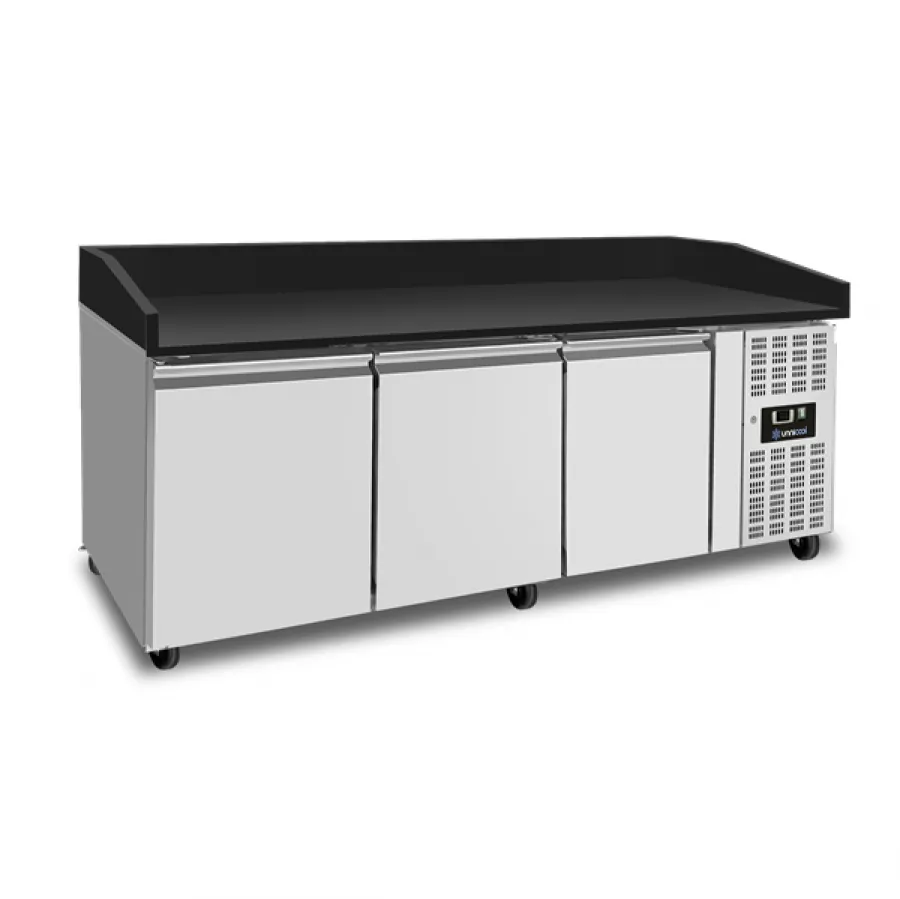 Pizza Theke 3 Türen Schwarz Granit 202x80x100cm 580L Umluft