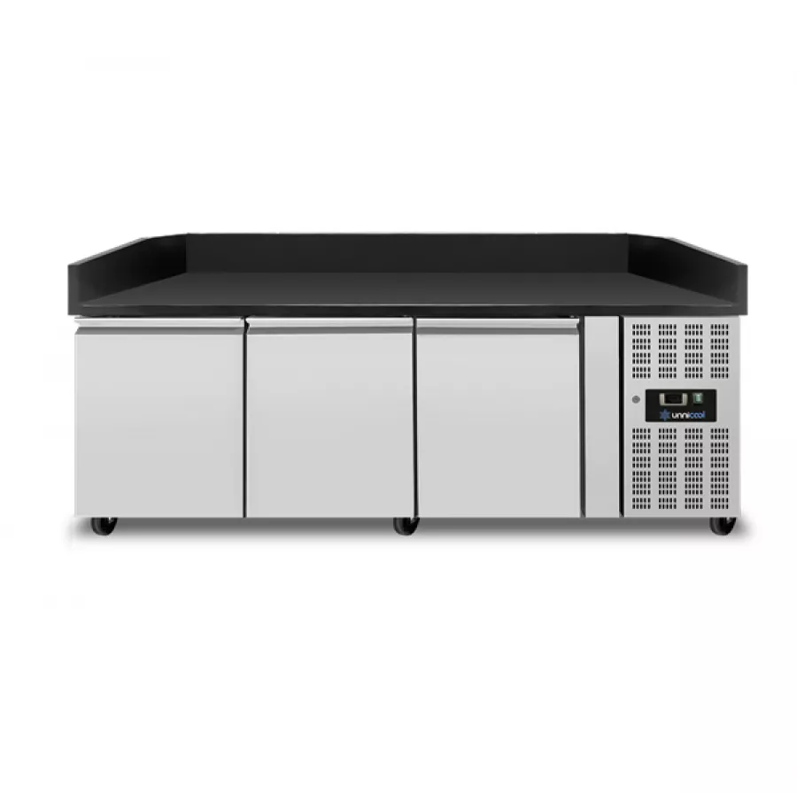 Pizza Theke 3 Türen Schwarz Granit 202x80x100cm 580L Umluft