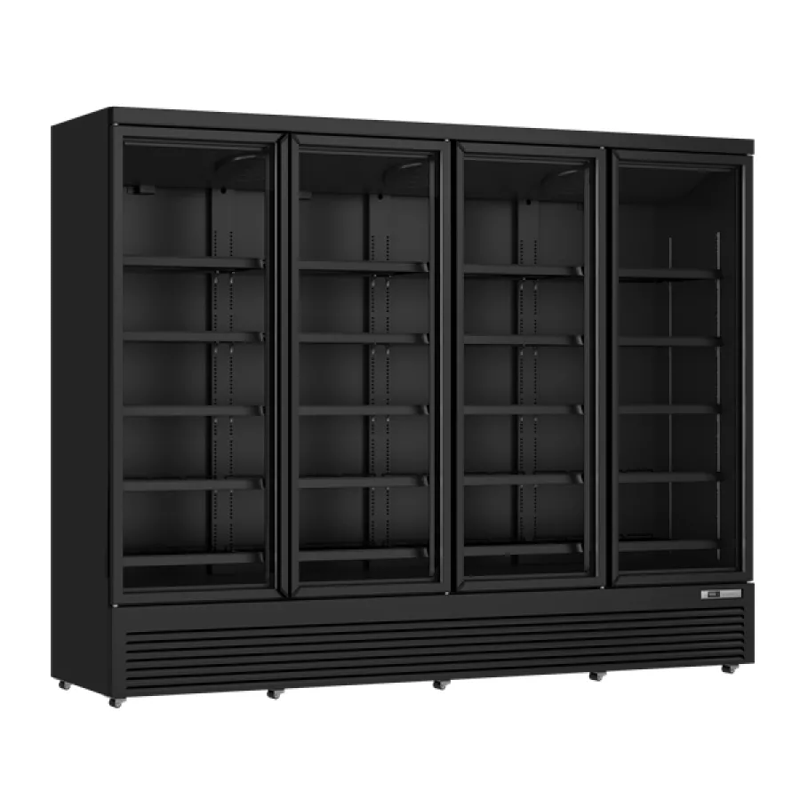 Getränkekühlschrank 4 Glastüren 2025 Liter schwarz