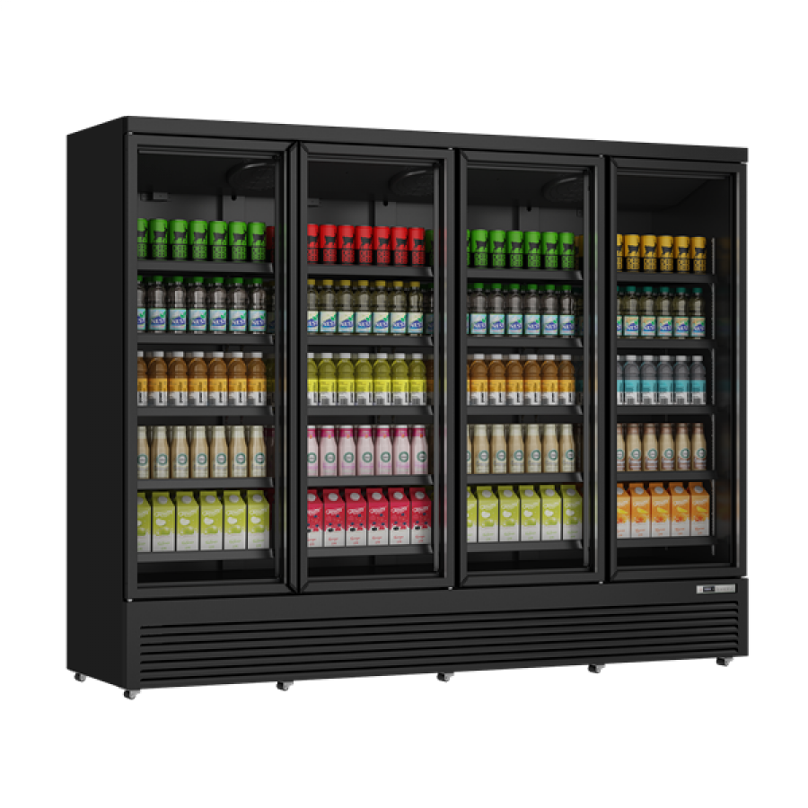 Getränkekühlschrank UNN208TN 4 Glastüren 2025 Liter schwarz