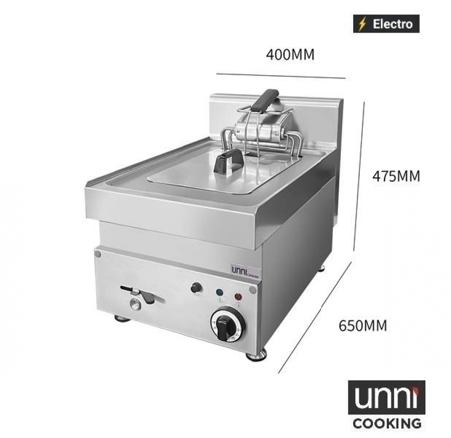 Elektrofritteuse UnniCooking 1x10L mit Kaltzone und Ablasshahn