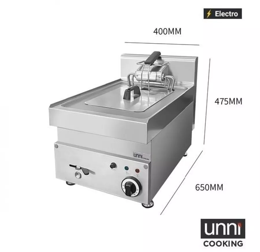 Elektrofritteuse UnniCooking 1x10L mit Kaltzone und Ablasshahn