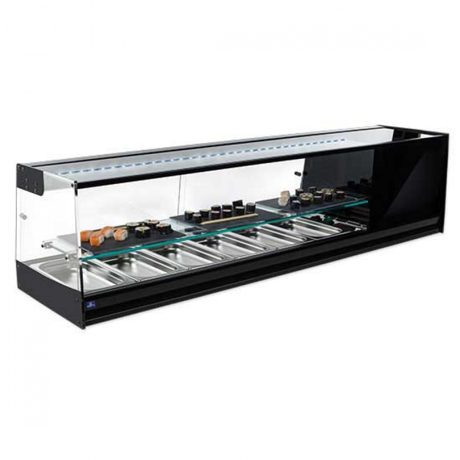 Sushikühlvitrine 4x GN 1/3 mit Zwischenglas Sushikühlvitrine 4x GN 1/3 mit Zwischenglas