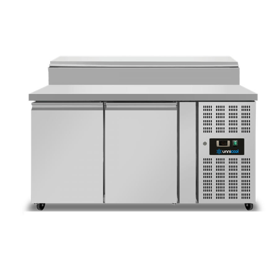 Saladette 2 deuren 1/1 GN circulatiekoeling Klapdeksel +2°C tot +8°C