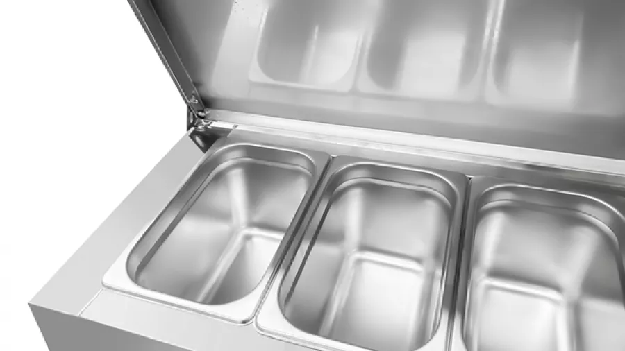 Saladette 2 Türen 1/1 GN Umluftkühlung Klappdeckel +2°C bis +8°C