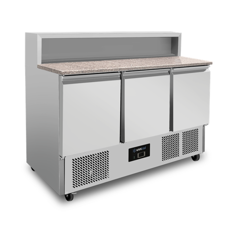 Pizza-Kühltisch 3-türig GN 1/1, 8×GN 1/6, +2°C bis +8°C