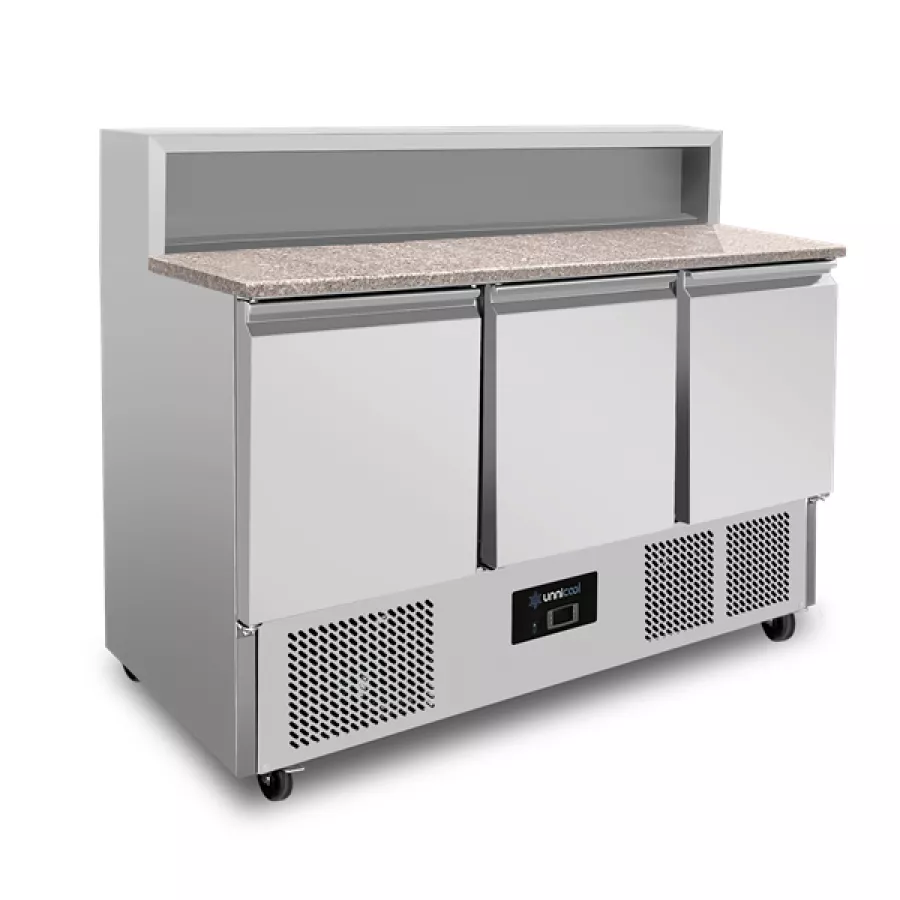 Pizza-Kühltisch 3-türig GN 1/1, 8×GN 1/6, +2°C bis +8°C